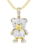 10K Yellow Gold Teddy Bear Pendant & Cuban Chain | 1.37 Carats