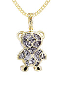 10K Yellow Gold Teddy Bear Pendant & Cuban Chain | 1.37 Carats