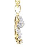 10K Yellow Gold Teddy Bear Pendant & Cuban Chain | 1.37 Carats