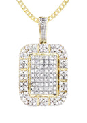 10K Yellow Gold Dog Tag Pendant & Cuban Chain | 2.73 Carats