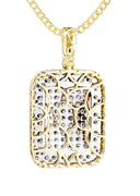 10K Yellow Gold Dog Tag Pendant & Cuban Chain | 2.73 Carats