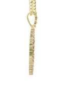 Full Diamond 10K Yellow Gold Medium Round Picture Pendant Necklace | 1.88 Carats | Appx. 19 Grams
