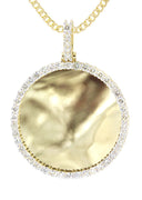 Full Diamond 10K Yellow Gold Large Round Picture Pendant Necklace | 2.67 Carats | Appx. 22 Grams