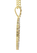 Full Diamond 10K Yellow Gold Large Round Picture Pendant Necklace | 2.67 Carats | Appx. 22 Grams