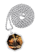 Full Diamond 10K White Gold Small Octagon Picture Pendant Necklace | 1.51 Carats | Appx. 17 Grams