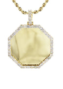Full Diamond 10K Yellow Gold Medium Octagon Picture Pendant Necklace | 2.23 Carats | Appx. 20 Grams