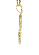 Full Diamond 10K Yellow Gold Medium Octagon Picture Pendant Necklace | 2.23 Carats | Appx. 20 Grams
