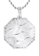 Full Diamond 10K White Gold Large Octagon Picture Pendant Necklace | 2.69 Carats | Appx. 20 Grams