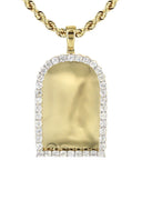 Diamond 10K Yellow Gold Medium Headstone Picture Pendant Necklace | 3.85 Carats | Appx. 24 Grams