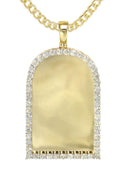 Diamond 10K Yellow Gold Large Headstone Picture Pendant Necklace | 4.63 Carats | Appx. 29 Grams