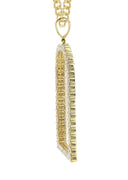 Diamond 10K Yellow Gold Large Headstone Picture Pendant Necklace | 4.63 Carats | Appx. 29 Grams