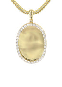 Diamond 10K Yellow Gold Small Oval Picture Pendant Necklace | 1.29 Carats | Appx. 17 Grams
