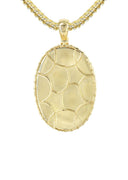 Diamond 10K Yellow Gold Small Oval Picture Pendant Necklace | 1.29 Carats | Appx. 17 Grams