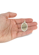 Diamond 10K Yellow Gold Small Oval Picture Pendant Necklace | 1.29 Carats | Appx. 17 Grams