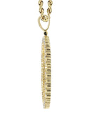 Diamond 10K Yellow Gold Medium Oval Picture Pendant Necklace | 3.33 Carats | Appx. 23 Grams