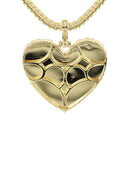 Diamond 10K Yellow Gold Small Heart Picture Pendant Necklace | 1.37 Carats | Appx. 15 Grams