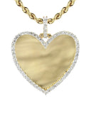 Diamond 10K Yellow Gold Medium Heart Picture Pendant Necklace | 1.83 Carats | Appx. 18 Grams