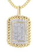 10K Yellow Gold Dog Tag Pendant & Cuban Chain | 6.05 Carats