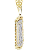 10K Yellow Gold Dog Tag Pendant & Cuban Chain | 6.05 Carats