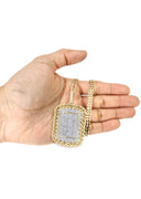 10K Yellow Gold Dog Tag Pendant & Cuban Chain | 6.05 Carats