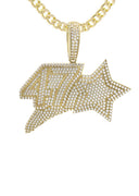 10K Yellow Gold Chain & Cz 47 Pendant | Appx. 21 Grams