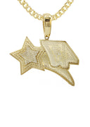 10K Yellow Gold Chain & Cz 47 Pendant | Appx. 21 Grams