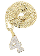 10K Yellow Gold | #4 Diamond Pendant & Cuban Chain | 0.44 Carats