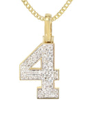 10K Yellow Gold | #4 Diamond Pendant & Cuban Chain | 0.44 Carats