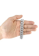 Mens Iced Out Diamond Miami Cuban Link Bracelet 14K White Gold