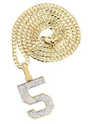 10K Yellow Gold | #5 Diamond Pendant & Cuban Chain | 0.46 Carats