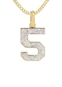 10K Yellow Gold | #5 Diamond Pendant & Cuban Chain | 0.46 Carats