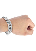 Womens White Iced Out Diamond Miami Cuban Link Bracelet 14K Yellow Gold