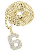 10K Yellow Gold | #6 Diamond Pendant & Cuban Chain | 0.67 Carats