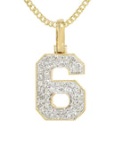 10K Yellow Gold | #6 Diamond Pendant & Cuban Chain | 0.67 Carats