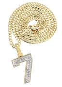 10K Yellow Gold | #7 Diamond Pendant & Cuban Chain | 0.28 Carats