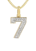 10K Yellow Gold | #7 Diamond Pendant & Cuban Chain | 0.28 Carats