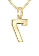 10K Yellow Gold | #7 Diamond Pendant & Cuban Chain | 0.28 Carats