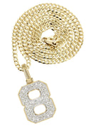 10K Yellow Gold | #8 Diamond Pendant & Cuban Chain | 0.66 Carats