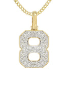 10K Yellow Gold | #8 Diamond Pendant & Cuban Chain | 0.66 Carats