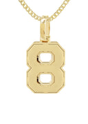 10K Yellow Gold | #8 Diamond Pendant & Cuban Chain | 0.66 Carats