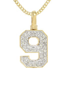 10K Yellow Gold | #9 Diamond Pendant & Cuban Chain | 0.67 Carats