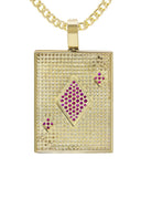 10K Yellow Gold Chain & Cz Ace Of Spades Pendant | Appx. 24 Grams