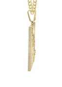10K Yellow Gold Chain & Cz Ace Of Spades Pendant | Appx. 24 Grams