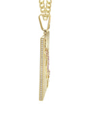 10K Yellow Gold Chain & Cz Ace Of Spades Pendant | Appx. 24 Grams