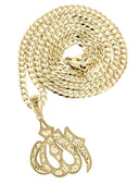 10K Yellow Gold Cuban Chain & Gold Allah Pendant | Appx. 17 Grams