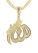 10K Yellow Gold Cuban Chain & Gold Allah Pendant | Appx. 17 Grams