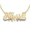 Ladies Plain & Diamond Cut with Diamonds Name Plate Necklace | Appx. 8.3 Grams