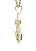 10K Yellow Gold Rope Chain & Jesus Anchor Pendant | Appx. 12.6 Grams