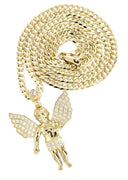 10K Yellow Gold Cuban Chain & Angel Pendant | Appx. 15.8 Grams