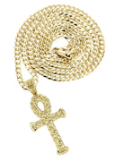 10K Yellow Gold Cuban Chain & Gold Ankh Pendant | Appx. 13.1 Grams